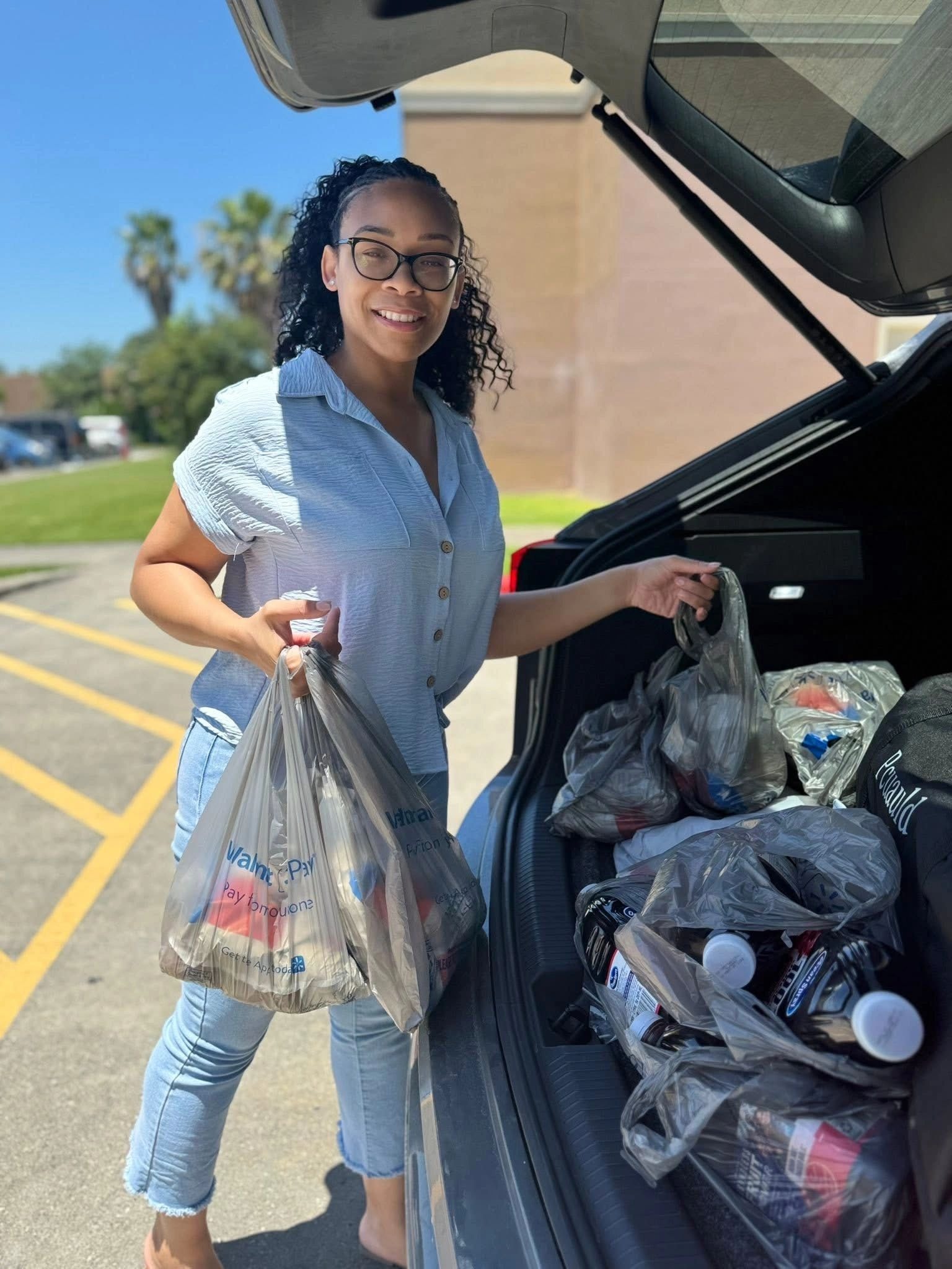 Community member with groceries